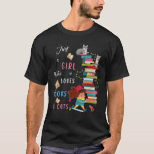Nur ein Mädchen, das Bücher und Katzen Liebe T-Shirt