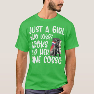 Nur ein Mädchen, das Bücher und seinen Cane Corso T-Shirt