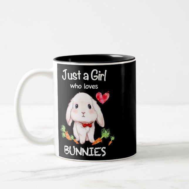 Nur ein Mädchen, das Bunnies Bunnies Rabbit Lover  Zweifarbige Tasse (Links)
