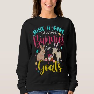 Nur ein Mädchen, das Bunnies und Ziegen blühenden  Sweatshirt