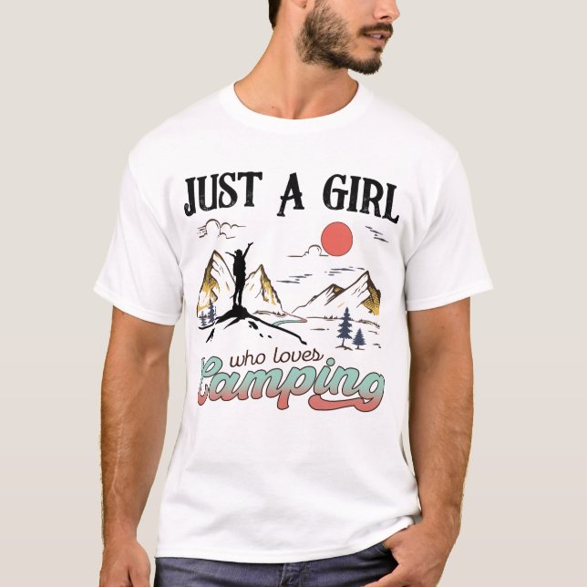 Nur ein Mädchen, das Camping Liebe T-Shirt (Vorderseite)