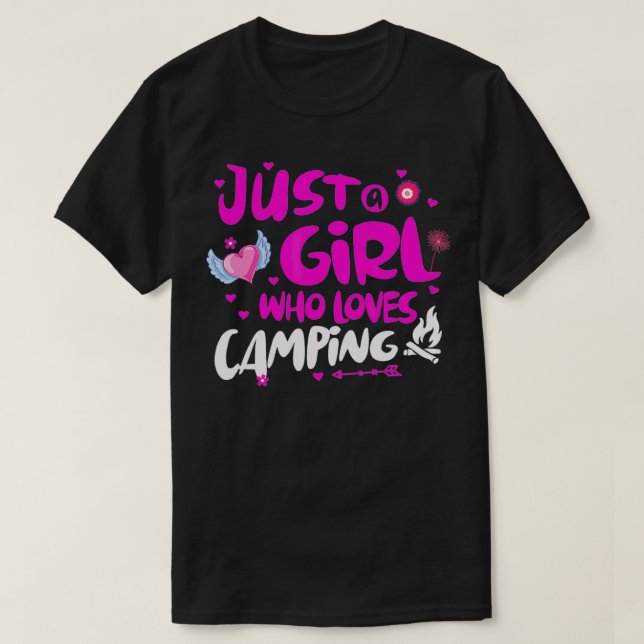 Nur ein Mädchen, das Camping Lieben T-Shirt (Design vorne)