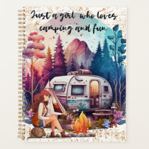 Nur ein Mädchen, das Camping und Spaß Liebe Planer