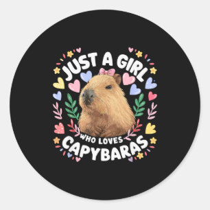 Nur ein Mädchen, das Capybaras liebt, süße Capybar Runder Aufkleber
