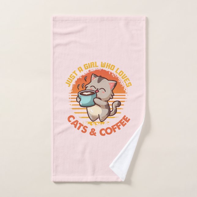 Nur ein Mädchen, das Cats & Coffee Liebe Badhandtuch Set (Handtuch)