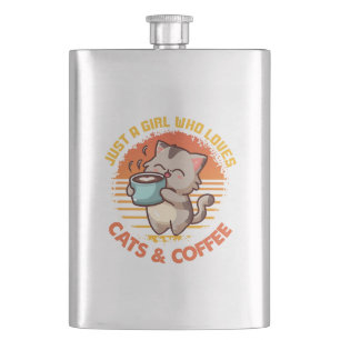 Nur ein Mädchen, das Cats & Coffee Liebe Flachmann