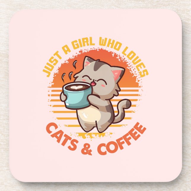 Nur ein Mädchen, das Cats & Coffee Liebe Getränkeuntersetzer (Vorderseite)