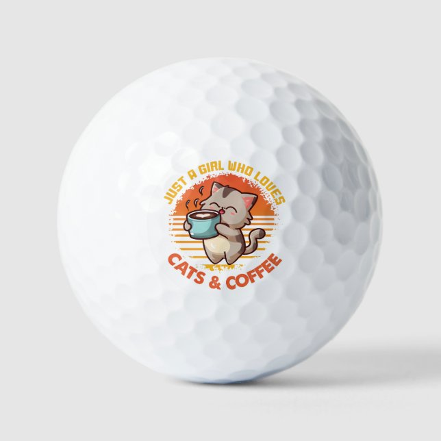 Nur ein Mädchen, das Cats & Coffee Liebe Golfball (Vorderseite)
