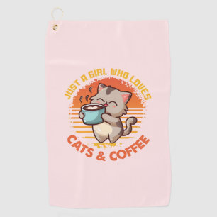 Nur ein Mädchen, das Cats & Coffee Liebe Golfhandtuch