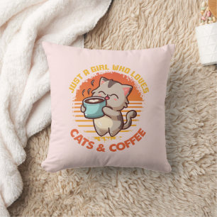 Nur ein Mädchen, das Cats & Coffee Liebe Kissen