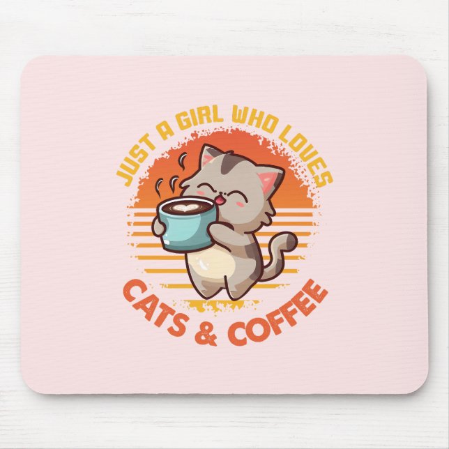 Nur ein Mädchen, das Cats & Coffee Liebe Mousepad (Vorne)