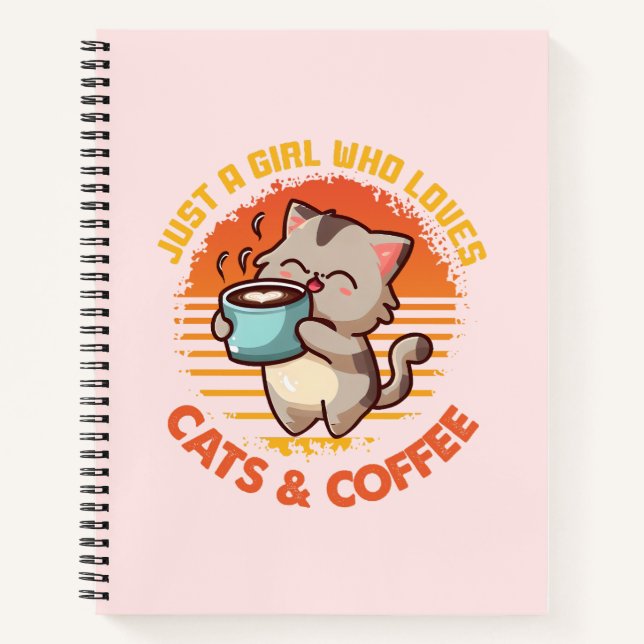 Nur ein Mädchen, das Cats & Coffee Liebe Notizbuch (Vorderseite)