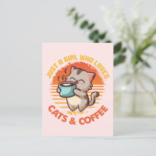 Nur ein Mädchen, das Cats & Coffee Liebe Postkarte