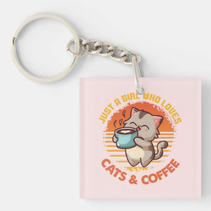 Nur ein Mädchen, das Cats & Coffee Liebe Schlüsselanhänger