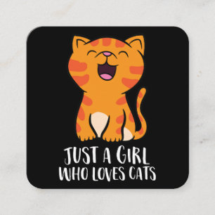Nur ein Mädchen, das Cats Pullover Lieben Quadratische Visitenkarte
