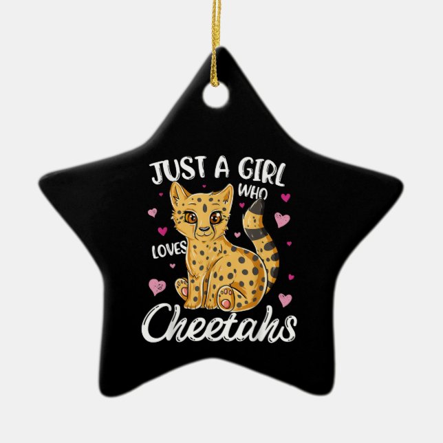 Nur ein Mädchen, das Cheetahs Liebe | Gepard Keramik Ornament (Vorne)