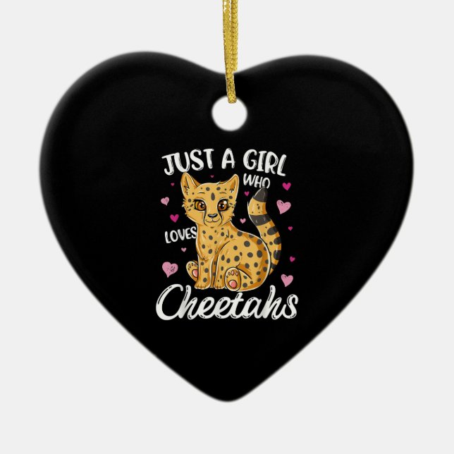 Nur ein Mädchen, das Cheetahs Liebe | Herz Cheetah Keramik Ornament (Vorne)