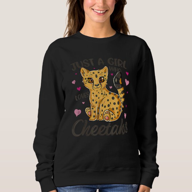 Nur ein Mädchen, das Cheetahs Lieben Cheetah Cat Sweatshirt (Vorderseite)