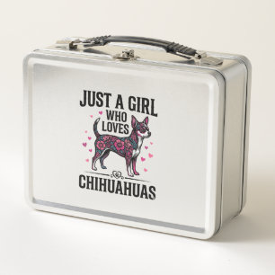 Nur ein Mädchen, das Chihuahua Vintage-Hundedesign Metall Brotdose