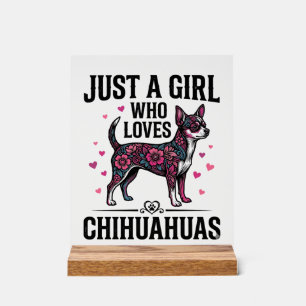 Nur ein Mädchen, das Chihuahuas Vintage-Hundedesig Acrylschild