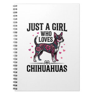 Nur ein Mädchen, das Chihuahuas Vintage-Hundedesig Notizblock