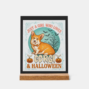 Nur ein Mädchen, das Corgi-Halloween-Kürbisse Fled Acrylschild