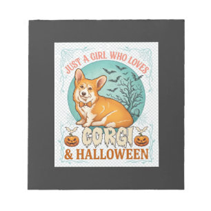 Nur ein Mädchen, das Corgi-Halloween-Kürbisse Fled Notizblock