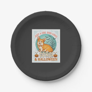Nur ein Mädchen, das Corgi-Halloween-Kürbisse Fled Pappteller