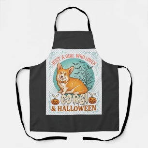 Nur ein Mädchen, das Corgi-Halloween-Kürbisse Fled Schürze