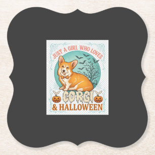 Nur ein Mädchen, das Corgi-Halloween-Kürbisse Fled Untersetzer