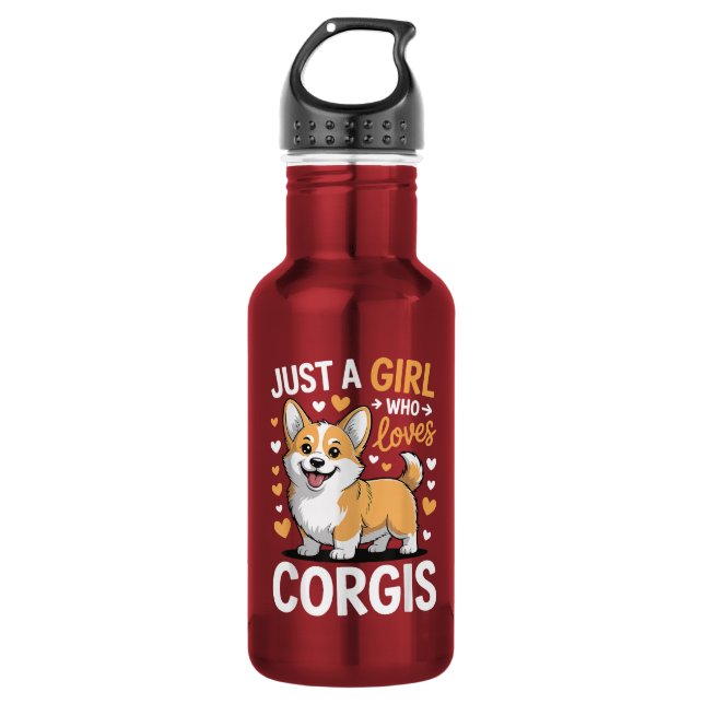 Nur ein Mädchen, das Corgis liebt Edelstahlflasche (Vorderseite)