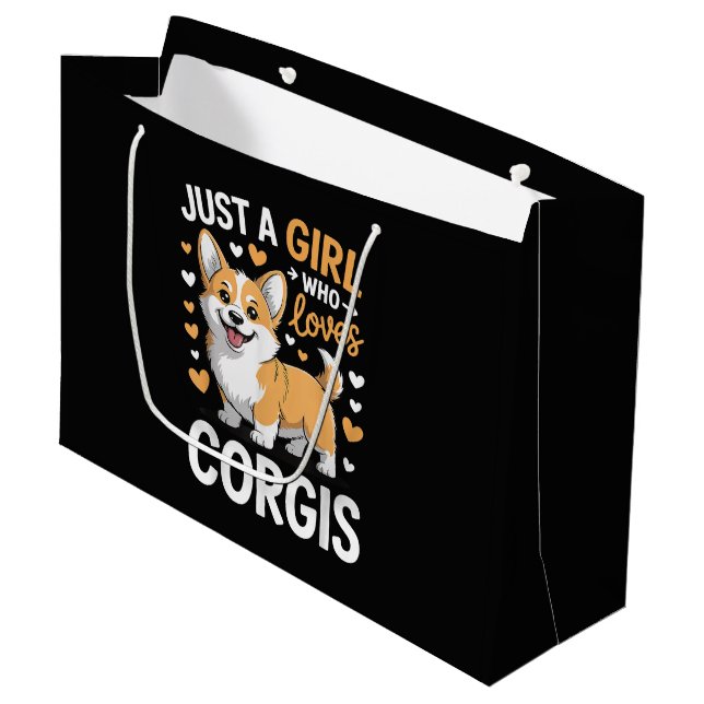 Nur ein Mädchen, das Corgis liebt Große Geschenktüte (Vorderseite Schrägansicht)