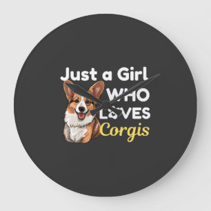 Nur ein Mädchen das Corgis liebt Große Wanduhr