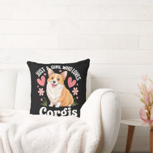 Nur ein Mädchen, das Corgis liebt Kissen