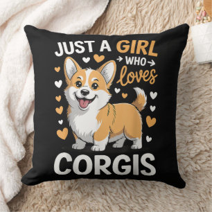 Nur ein Mädchen, das Corgis liebt Kissen