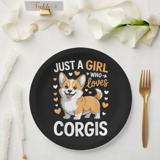 Nur ein Mädchen, das Corgis liebt Pappteller (Hochzeit)