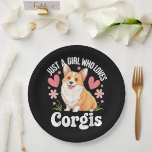 Nur ein Mädchen, das Corgis liebt Pappteller