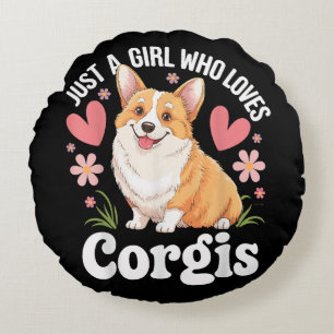 Nur ein Mädchen, das Corgis liebt Rundes Kissen