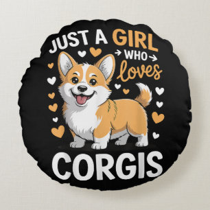 Nur ein Mädchen, das Corgis liebt Rundes Kissen