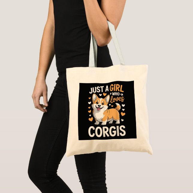 Nur ein Mädchen das Corgis liebt Tragetasche (Vorderseite (Produkt))