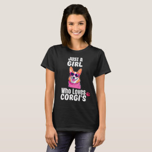 Nur ein Mädchen, das Corgis mit Pink Sunglass Lieb T-Shirt