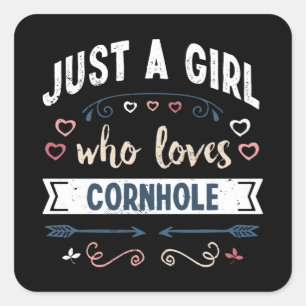 Nur ein Mädchen, das Cornhole Funny Gaben Lieben Quadratischer Aufkleber