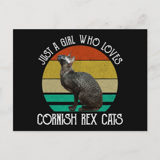 Nur ein Mädchen, das Cornish Rex Katzen liebt Postkarte (Vorderseite)