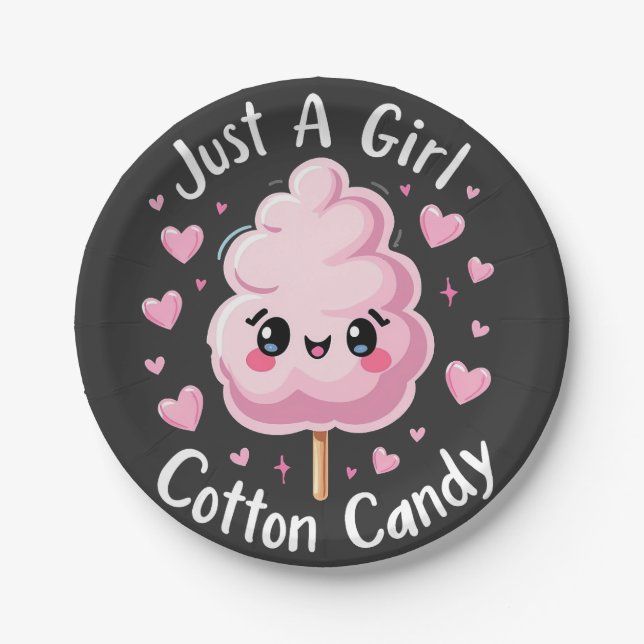 Nur ein Mädchen, das Cotton Candy Liebe Pappteller (Vorderseite)