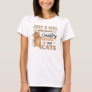 Nur ein Mädchen, das Countrymusik und Katzen Liebe T-Shirt