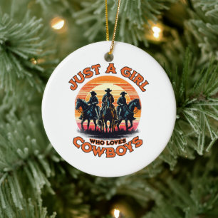 Nur ein Mädchen, das Cowboys liebt Keramik Ornament