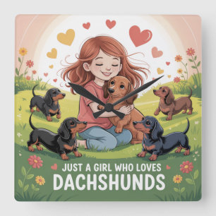 Nur Ein Mädchen Das Dachshunde Liebt Quadratische Wanduhr