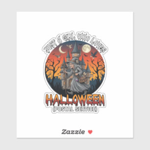 Nur ein Mädchen, das den Halloween-Postdienst mag Aufkleber