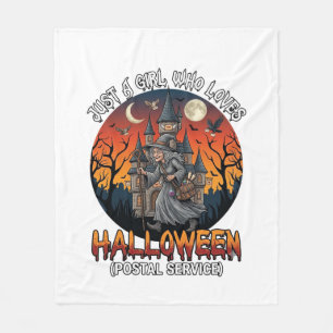 Nur ein Mädchen, das den Halloween-Postdienst-Zaub Fleecedecke