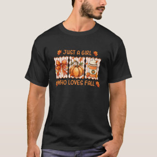 Nur Ein Mädchen Das Den Herbst Kürbis Gemütlichen  T-Shirt